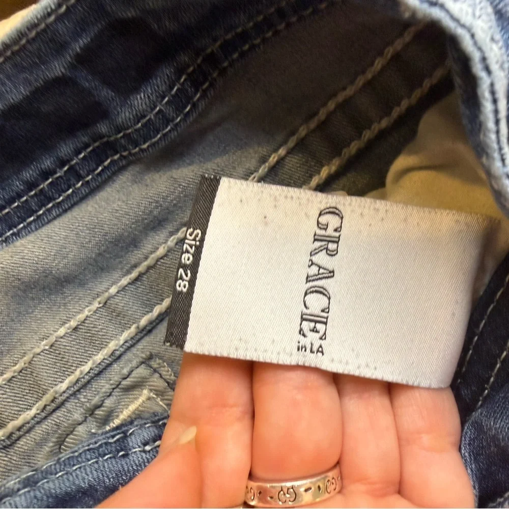 Grace Women's Classic Blue Straight Leg Jeans - Picture 5 of 5